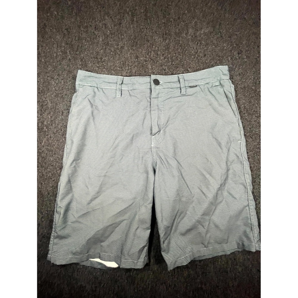 Hurley Hybrid Walk Shorts Mens 32 White Gray Striped Slash Pockets Flat Front